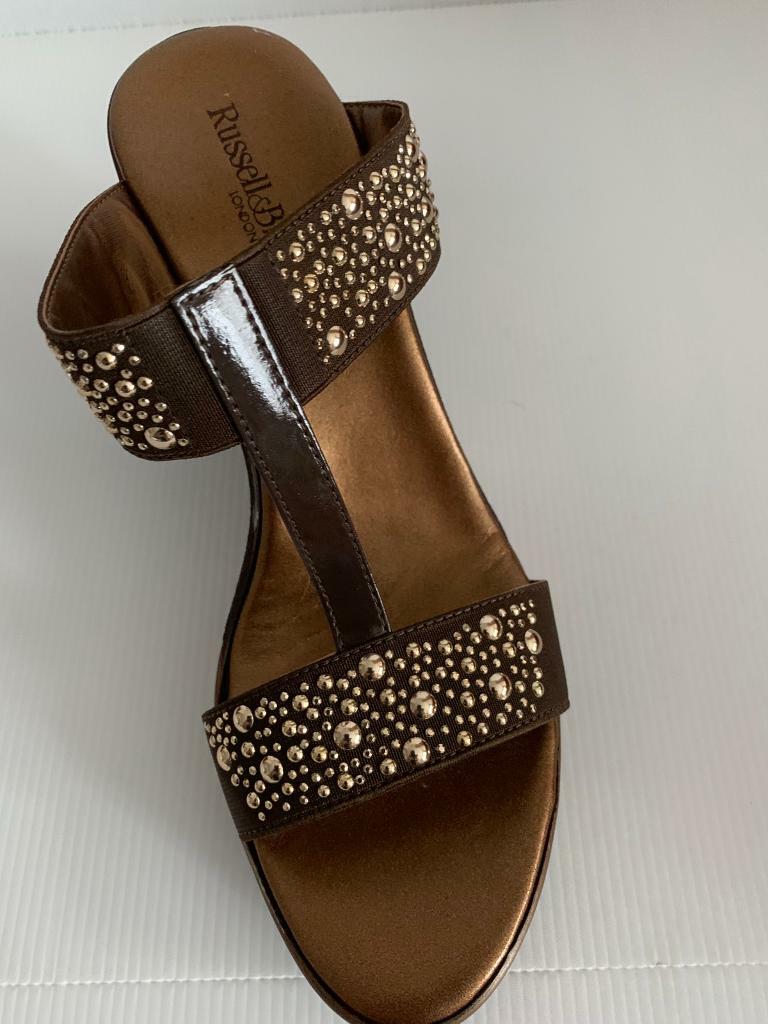 russell and bromley gold sandals